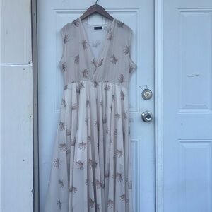Sleeveless Neutral Floral Maxi Dress